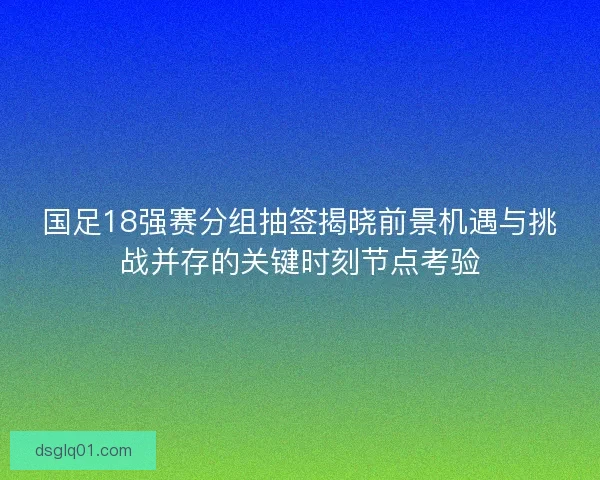 国足18强赛分组抽签揭晓前景机遇与挑战并存的关键时刻节点考验