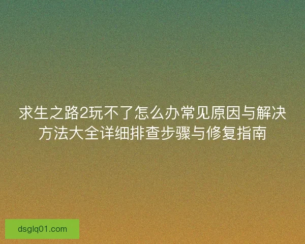 求生之路2玩不了怎么办常见原因与解决方法大全详细排查步骤与修复指南