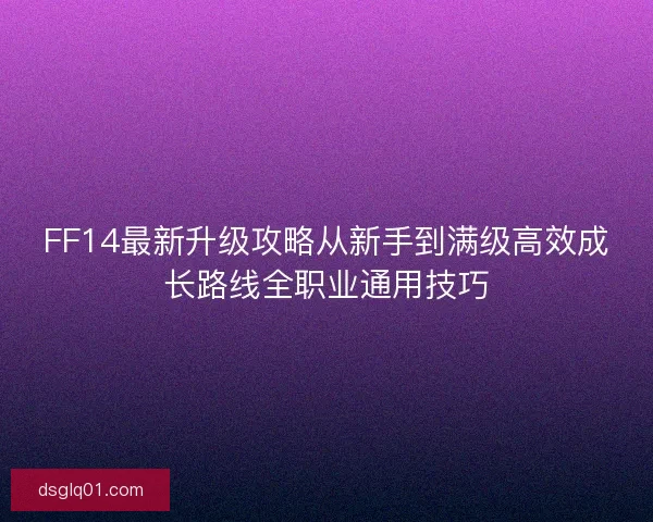 FF14最新升级攻略从新手到满级高效成长路线全职业通用技巧