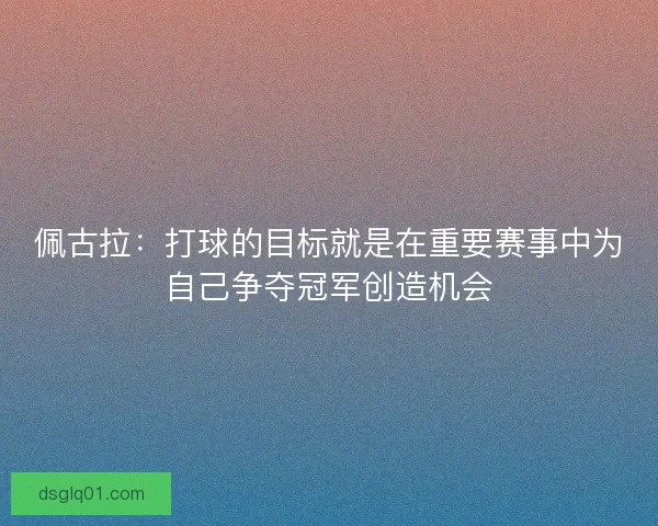佩古拉：打球的目标就是在重要赛事中为自己争夺冠军创造机会